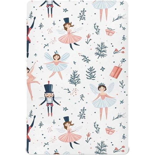Qilmy Nutcracker and Ballerina Fitted Sheet for Girls and Boys, Soft Breathable Baby Sheet for Standard Crib & Toddler Bed Mattress 28 x 52 in