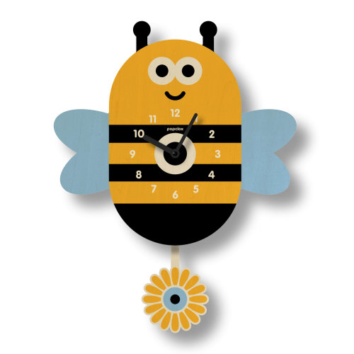 Bee Pendulum Clock - Kids Room Decor - Gift for Newborns - Nursery Decor - Nature - Clock for Kids - Pastel - Made in USA