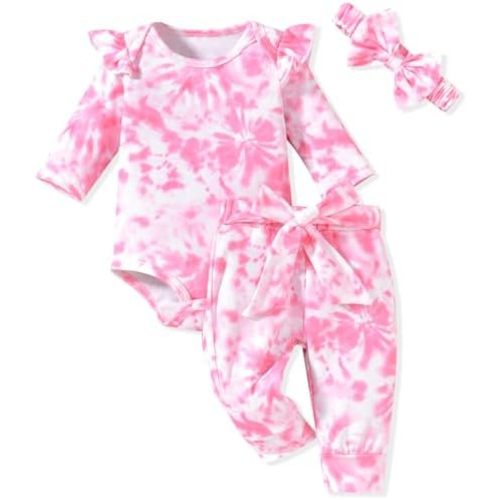 Aalizzwell Preemie Newborn Infant Baby Girls Clothes Ribbed Romper Bodysuit Pants Set Fall Winter Outfits