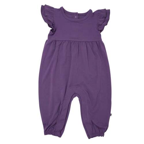 Deep Purple Flutter Sleeve Romper