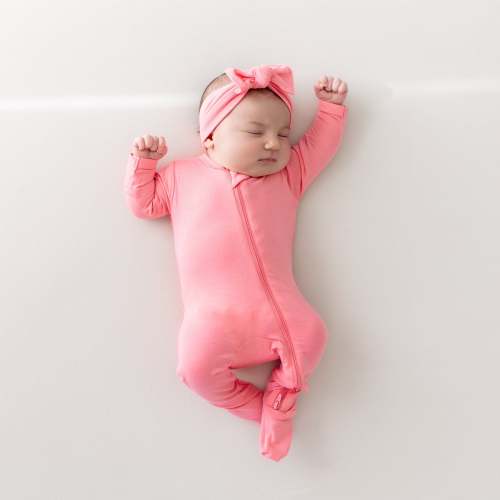 Zippered Footie in Guava