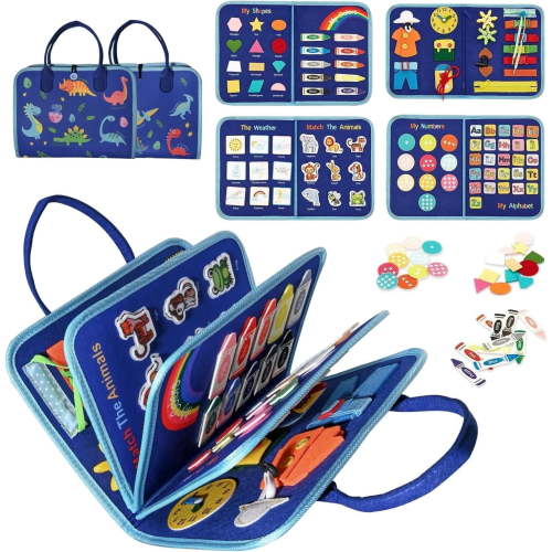 Toddler Busy Board, Montessori Sensory Toys for Age 1-4 , Toddler Travel Toys, Educational Learning Activities Board for Fine Motor Skills, Gift for Toddlers