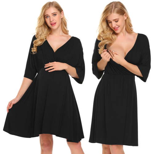 Oudiya 3 in 1 Labor/Delivery/Hospital Gown Maternity Dress Nursing Nightgown Sleepwear for Breastfeeding