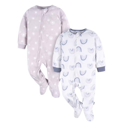 Gerber Baby and Toddler Neutral Microfleece Blanket Sleeper Pajamas, 2-Pack, Sizes 0/3 Months -5T