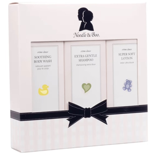 Noodle & Boo Starter Set, Newborn Baby Gift; Super Soft Baby Lotion and Newborn 2-in-1 Hair & Body Wash, 8 Oz of each, Navy/Pink