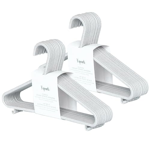 3 Sprouts Wheat Straw Plastic Hangers - 30-Pack Eco-Conscious Toddler Hangers for Child & Baby Clothes, Coats - Kid Closet Hanger Ideal for Small Girls, Boys, Children & Kids
