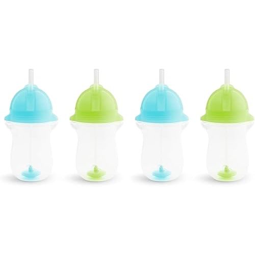 Munchkin® Any Angle™ Weighted Toddler Straw Cup with Click Lock™ Lid, 10 Ounce, 4 Pack, Blue/Green