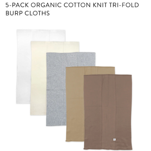5-Pack Organic Cotton Knit Tri-fold Burp Cloths | Honest Baby Clothing