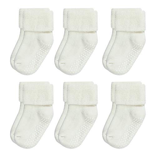 VWU Baby Toddler Kids Ankle Crew Socks with Grips Unisex Warm Thick Cotton Winter Socks 0-10 Years 6/8 Pack