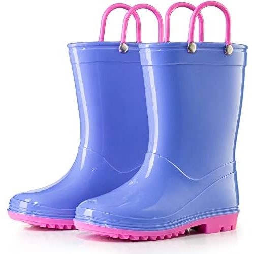 Puddle Play Solid Colors PVC Rainboots - Lightweight, Waterproof, Easy on Handles, Toddler and Little Kid Boys and Girls