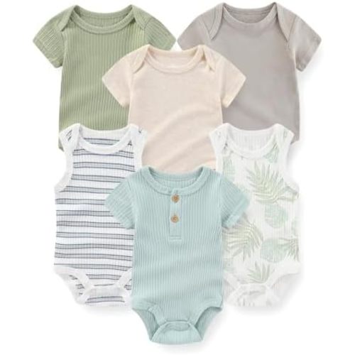 Fashion Baby Boy Girl Bodysuits 6-Pack Casual Cotton Soft Infants Outfit New born Clothes