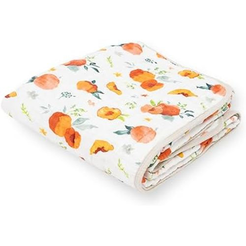 Little Unicorn – Georgia Peach Cotton Muslin Quilt Blanket | 100% Cotton | Super Soft | Babies and Toddlers | Large 47” x 47” | Machine Washable