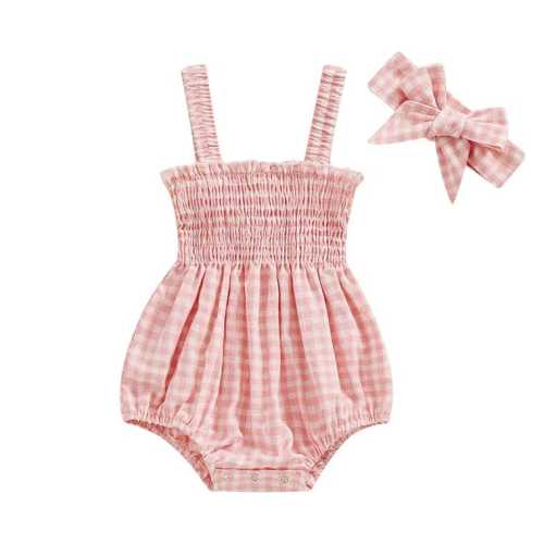 Baby Girl Sleeveless Plaid Romper – The Trendy Toddlers