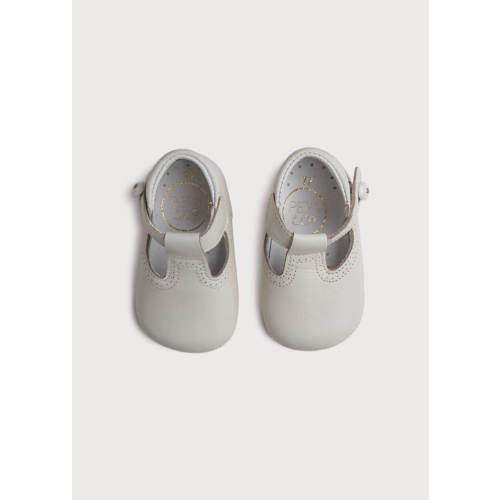 T-Bar Leather Pram Shoes in Ivory (17-20EU)