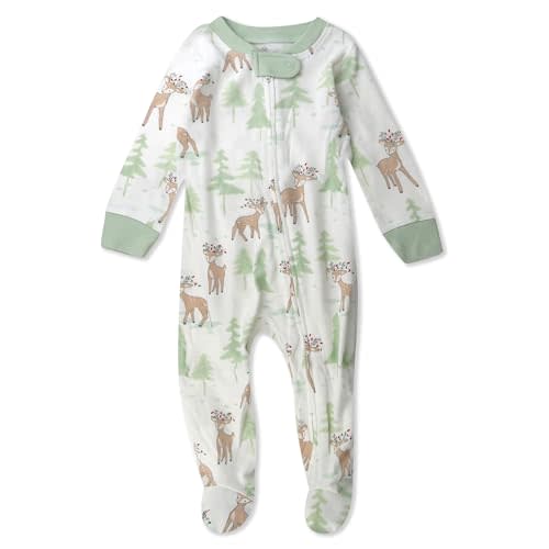 HonestBaby Baby 100% Organic Cotton Holiday Sleep & Play Footed One-Piece Pajama