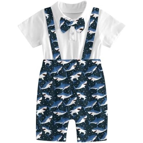 BFUSTYLE Baby Boy Clothes 2 in 1 Outfits 0-24 Months Romper Short Sleeve Infant Bodysuit with Bowtie