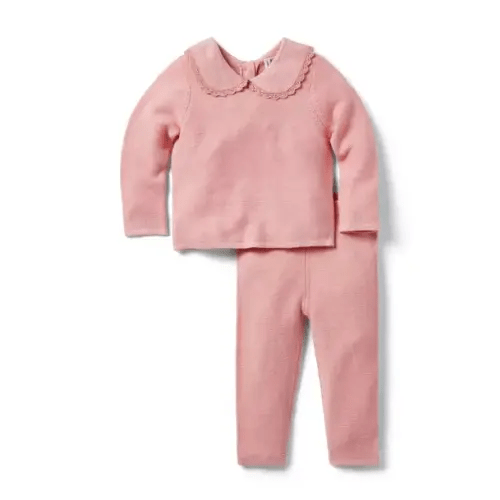 Newborn Rose Pink Baby Crochet Collar Matching Set by Janie and Jack