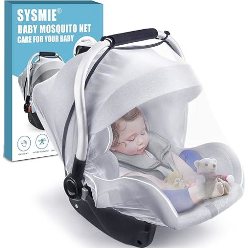 Baby Mosquito Net for Infant Car Seats,Infant Stroller and Bassinets, Carrier,Breathable with Elastic Netting for Easy Fitting, Portable Durable & Long Lasting Infant Insect Shield Netting (White)