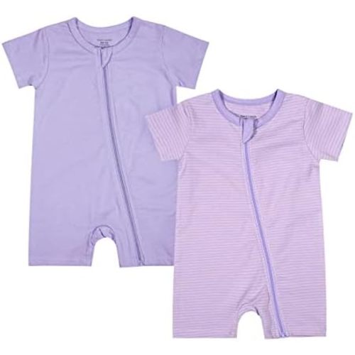 Teach Leanbh Baby Boys or Girls 2 Pack Pajamas Cotton Short Sleeve Zipper Romper Jumpsuits Sleep and Play 3-24 Months …