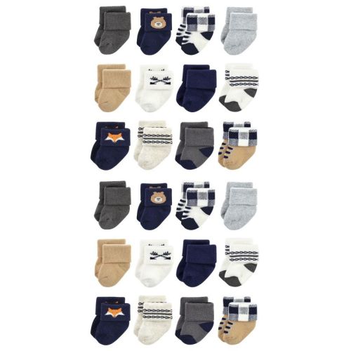 Hudson Baby Cotton Rich Baby Terry Socks 24-Pack, Blue Gray Solid, 6-12 Months