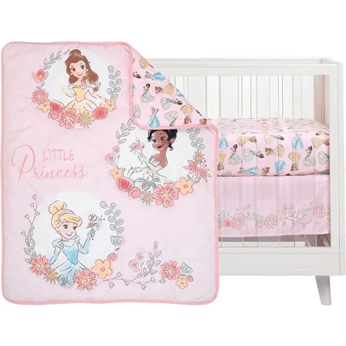 Lambs & Ivy (LAMCR) Disney Princesses Nursery Baby Crib Bedding Set, Pink, 3 Count