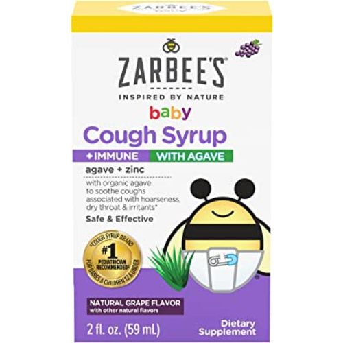 Zarbee's Baby Cough Syrup + Immune with Organic Agave + Zinc; Natural Grape Flavor; 2 Fl Oz