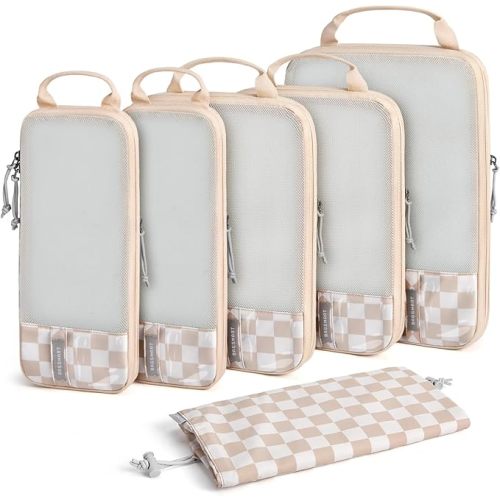 BAGSMART 6 Set /4 Set/2 Set Compression Packing Cubes for Travel, Lightweight Luggage Organizer Bags, Durable Space Saver Bags Travel Essentials