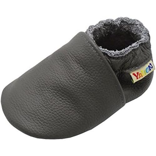 YALION Soft Leather Baby Shoes Moccasins Slip-on Boys Girls Slippers with Elastic Ankle, Anti-Slip First Walking Crib Shoes for Infant Toddlers
