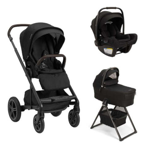 Nuna MIXX Next Stroller & PIPA Aire RX Infant Car Seat & Bassinet + Stand