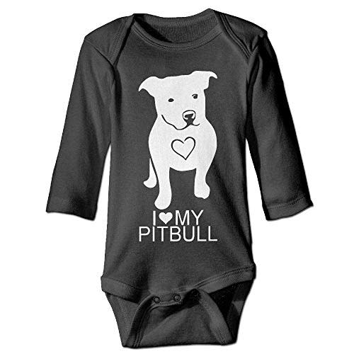 I Love My Pitbull Dog Infant Short Sleeve Cotton Bodysuit Romper Jumpsuit Black