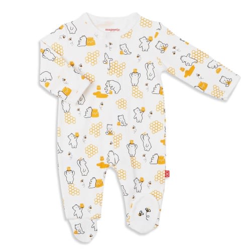 honey bee mine organic cotton magnetic footie
