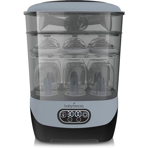 Baby Brezza Bottle Sterilizer and Dryer Advanced – 33% Faster - Largest Capacity Steam Sanitizer - Universal Sterilization Machine for All Bottles + Pump Parts - HEPA Air Filter, Slate