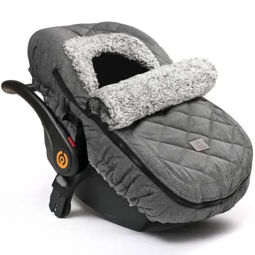 ACRABROS Car Seat Cover Baby: Winter Infant Carseat Canopy for Boy Girl Newborn, Zipper Peeping Window, Warm Cozy Cold Weather Waterproof Fitted, Heather Grey