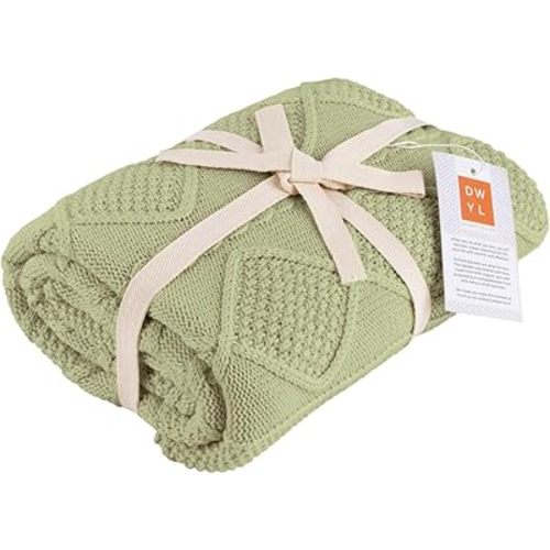 Do What You Love – Knit Baby Blanket for Girls and Boys, Soft Cozy Organic Cotton, Receiving Swaddle Crib Stroller Quilt Blanket for Baby Gift Registry for Newborns, Infants, Toddlers (Sage Green)