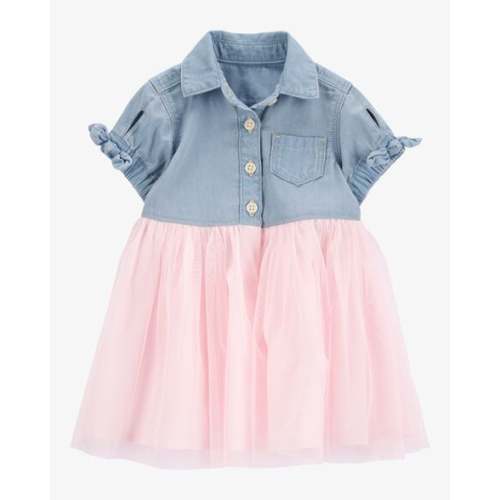 Baby Denim Shirt Dress With Tulle Skirt - OshKosh | Carter's