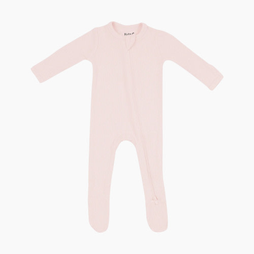 Kyte Baby Ribbed Zipper Footie - Blush, 3-6 M