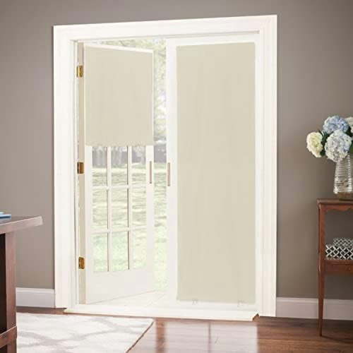 100% Blackout Door Curtain, No Tools No Drill Cordless Blinds for Windows, Thermal Insulated UV Protection Privacy Window Curtains for French Door Front Door(26''W x 68''H, Grey, 1 Panel)