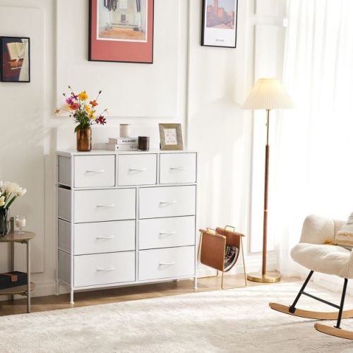 Fontoi Dressers, Tall Dresser with Wood Top, Storage Tower for Bedroom Entryway Hallway, White, 11.8"*39.37"*39.37"