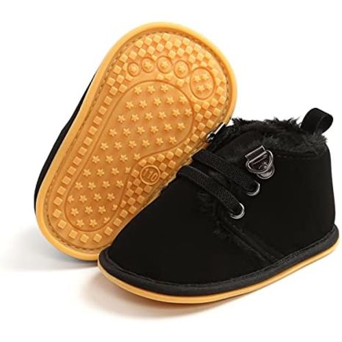 COSANKIM Baby Booties Baby Girl Shoes Winter Warm Fur Lining Non-Slip Lace Up Newborn Boots Infant Toddler First Walker Crib Shoes