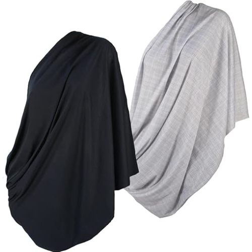 LK Baby Infinity Nursing Scarf Breastfeeding Cover Ultra Soft Premium Jersey Polyester- 100% AZO free and Safe for Baby (2pk Grey/Black)