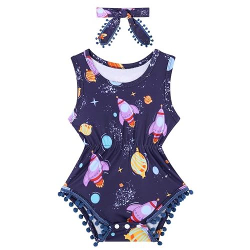 UNICOMIDEA Baby Girl Clothes 0-24 Months Floral Sleeveless Baby Cowgirl Newborn Romper Jumpsuit Outfit Set with Headband | Soft Breathable Floral Newborn Bodysuit with Headband Snap Crotch for Newborn Photos, Baby Showers & Daily Wear