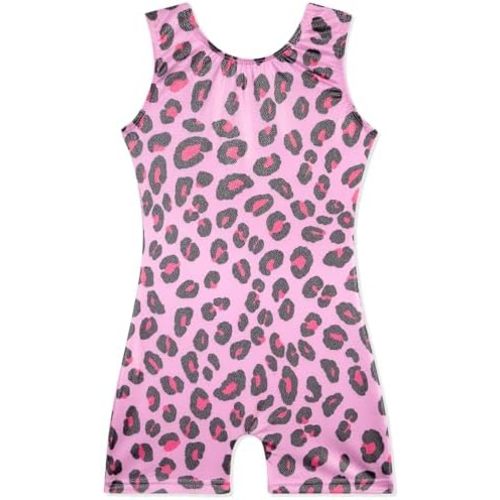 EQSJIU Gymnastics Leotards for Girls Kids Rainbow Mosaic Mermaid Butterfly Stars Leopard Galaxy Tie Dye Cosmos Leopard