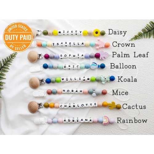 Personalized Pacifier Clip | Name Pacifier Holder | Personalised Dummy Chain | |Dummy Holder | Silicone Dummy Chain Free Duties