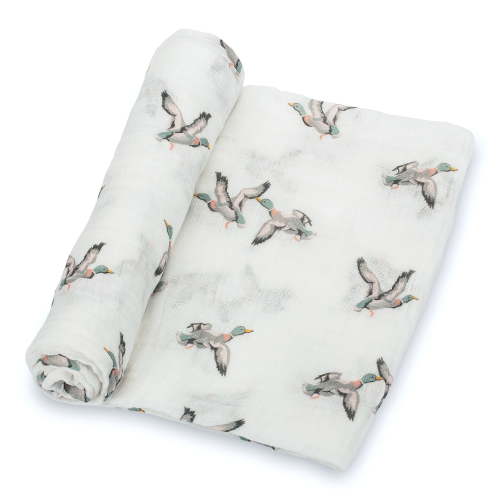 LollyBanks Mallard Duck Baby Muslin Swaddle Blanket 100% Cotton 47"x47" 1 Pack