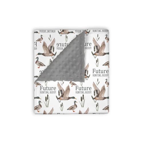 EyMzcod Mink Baby Blanket for Boys Mallard Duck Hunter, Future Hunting Buddy Soft Lightweight Double Layer Dotted Backing Receiving Blankets, Newborn Infant Toddler Nursery Crib Bedding 30 x 40