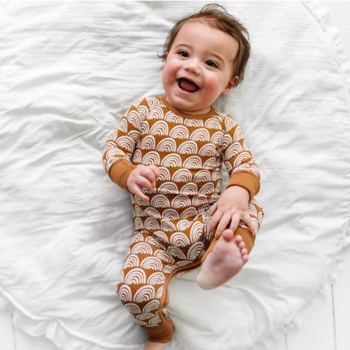 Rust Rainbows Crescent Zippy - Little Sleepies - 3-6 mo