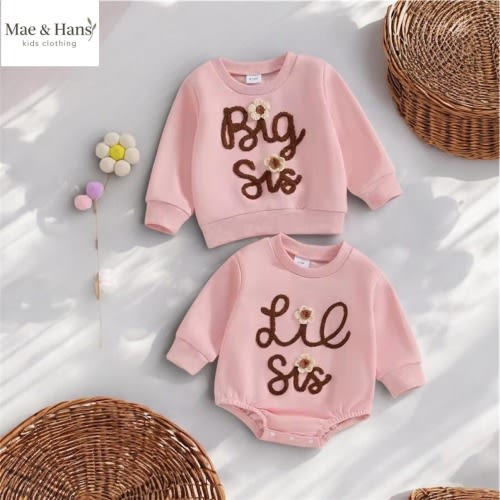 Sisters Matching Outfits,Big Sis Sweatshirt,Lil Sis Romper,Lil Sister Sweatshirt Romper,Embroidered Kids Clothes,Sisters Matching Set