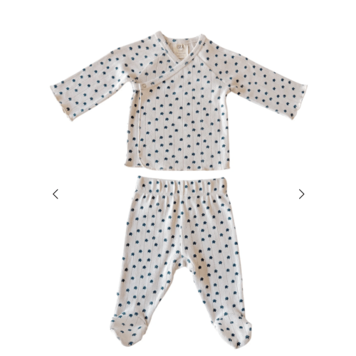 Blue Flower / Organic Pointelle Newborn Set