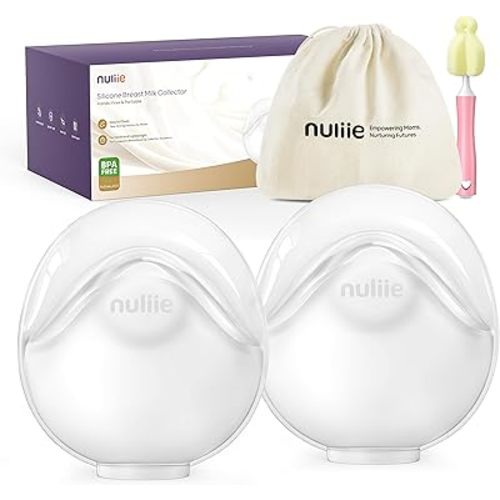 Nuliie 2 PCS Silicone Breast Milk Collectors for Breastfeeding Leak-Proof, 3oz/90ml Portable Milk Catcher, BPA-Free Soft Breast Shell, Wearable Manual Breast Pump for Newborns Essentials
