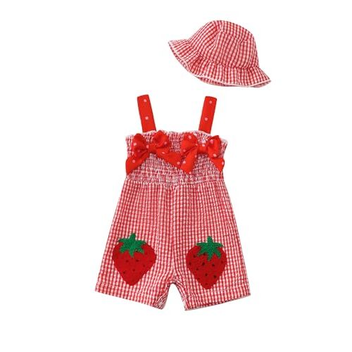 SUNNY PIGGY Baby Girl Clothes Infant Sleeveless Jumpsuit One Piece Romper Newborn Overalls Outfits Bodysuit with Hat